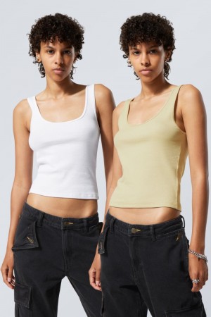 Weekday 2-Pack Open Neck Tank Top Yellow | LLLJ7537