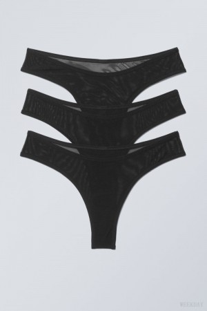 Weekday 3-pack Bonnie Mesh Brazilian Briefs Briefs Black | CBNV9498