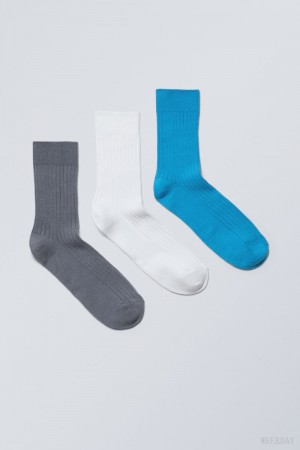 Weekday 3-pack Selma Socks Blue | CLSK1523