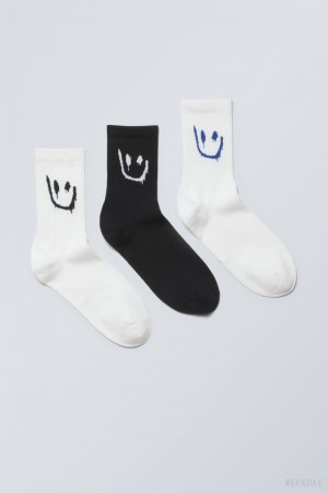 Weekday 3-pack Sport Graphic Socks Drippy Mix | WCKW9867