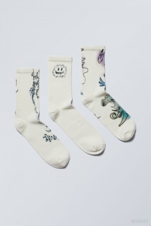 Weekday 3-pack Sport Graphic Socks Graphic Mix | VVRC5908