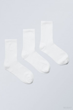 Weekday 3-pack Sport Socks White | WUCV5309