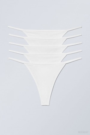 Weekday 5-pack Alex Cotton Tanga Thong Thong White | RUAZ7954