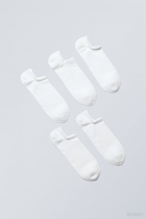 Weekday 5-pack Ankle Socks White | VPGA5504