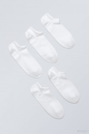 Weekday 5-pack Cotton Trainer Socks White | YMYR3138