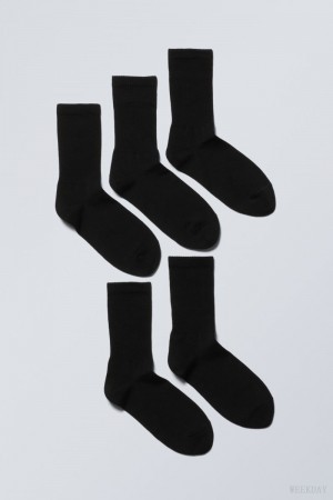 Weekday 5-pack Sport Socks Black | DLCI2871