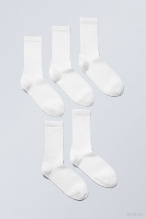 Weekday 5-pack Sport Socks White | PEXI0393