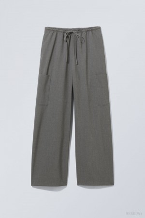 Weekday Adisa Suiting Cargo Trousers Dark Grey | YVAC6279