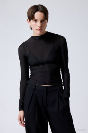 Weekday Allison Longsleeved Turtleneck Top Black | XDZZ3854