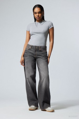 Weekday Ample Low Loose Jeans Grey Black | EAKD1825