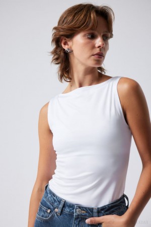 Weekday Annie Boatneck Sleeveless top White | NCRI4174