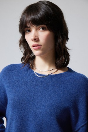 Weekday Annie Knit Sweater Blue | PTHD7263