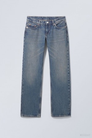 Weekday Arrow Low Straight Jeans Blue | CTJW9092