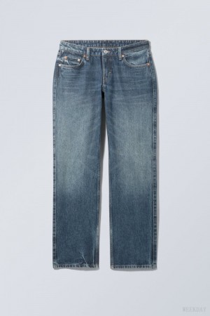 Weekday Arrow Low Straight Jeans Blue | EPZR9595