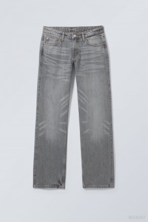 Weekday Arrow Low Straight Jeans Grey | CRKL4870