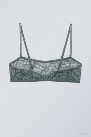 Weekday Ash Lace Semi Scooped Bra Bra Grey | YESY9454