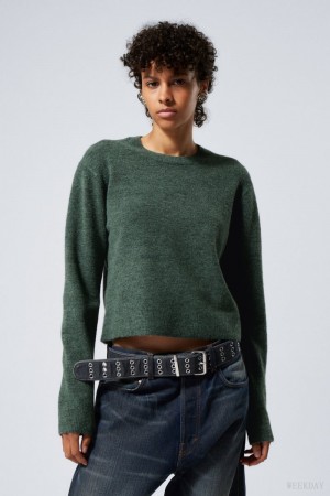 Weekday Ayla Sweater Dark Green | KPGJ9078