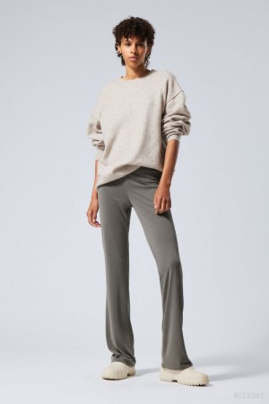 Weekday Bea Jersey Trousers Dark Khaki | WOQD8473