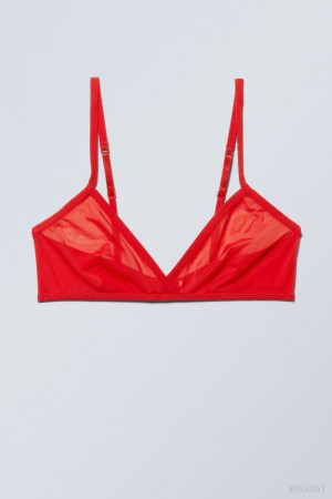 Weekday Bonnie Mesh Triangle Bralette Bralette Red | YKVZ9040