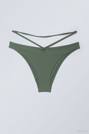 Weekday Brazilian Bikini Bottoms Olive Green | WAGR5784