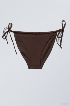 Weekday Breeze String Bikini Bottoms Dark Brown | GSBB5372