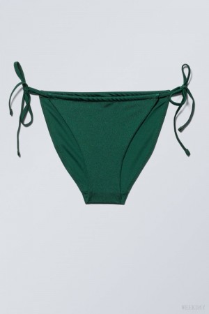 Weekday Breeze String Bikini Bottoms Dark Green | BWRS4341