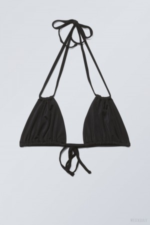 Weekday Breeze Tie Bikini Top Black | TFUU9796