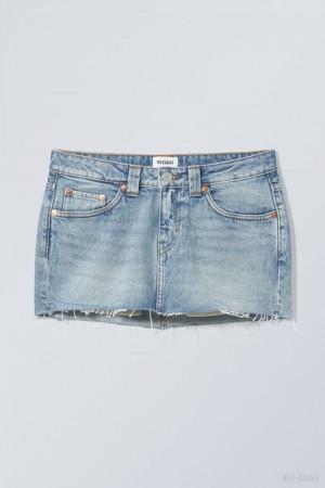 Weekday Ceinture Denim Mini Skirt Blue | KLUU6217