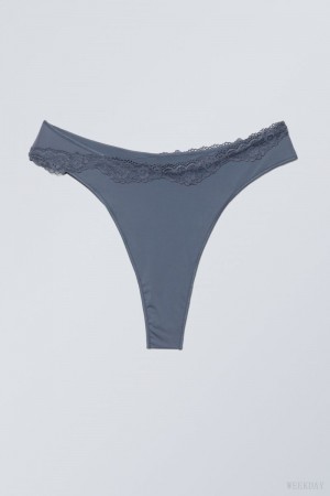 Weekday Cleo Lace Brazilian Briefs Briefs Blue | IJLZ8803