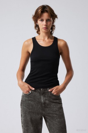 Weekday Close Fitted Tank Top Black | JCWF2744