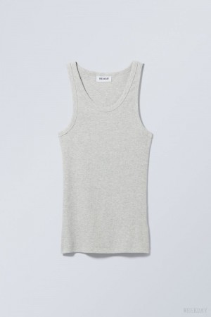 Weekday Close Fitted Tank Top Grey | AIGQ3682