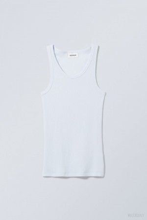 Weekday Close Fitted Tank Top Light Blue | WUXR5716