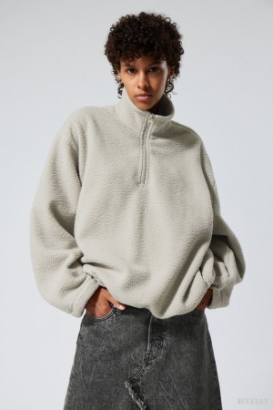 Weekday Cora Oversized Fleece Sweatshirt Light Mole | GKIX1900