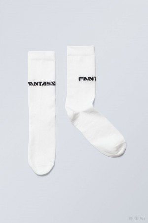 Weekday Cotton Graphic Socks White | IUEB7302