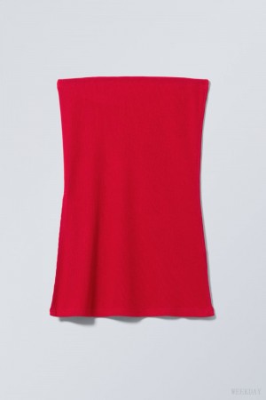 Weekday Cybele Slit Tube Top Red | VVKO4486