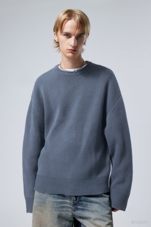 Weekday Cypher Oversized Sweater Blue | UDHP4296