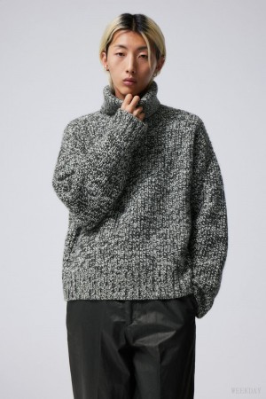 Weekday Cypher Wool Blend Turtleneck Sweater Mole Melange | HUQV4537