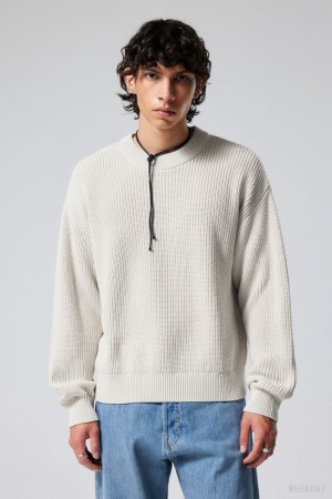 Weekday Daniel Regular Sweatshirt Ecru | KLHD4925