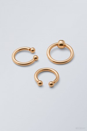 Weekday Dot Ball Ring Pack Gold | BRRR2489