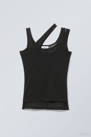 Weekday Double Layer Tank Black | OBZM5410