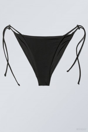 Weekday Drawstring Bikini Bottoms Black | BPJU1947