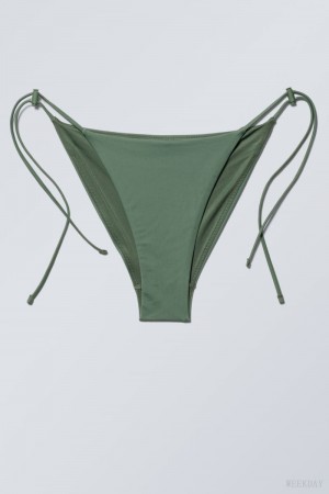 Weekday Drawstring Bikini Bottoms Khaki | AWYR0712