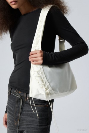 Weekday Drawstring Shoulder Bag White | XMQD9334