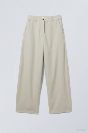 Weekday Elio Wide Trousers Light Beige | PJUH8201