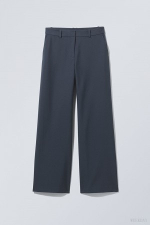 Weekday Emily Low Waist Suiting Trousers Navy | IBTT3389