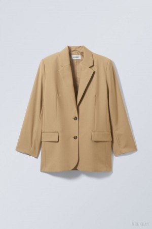 Weekday Erin Oversized Blazer Beige | EECS1591