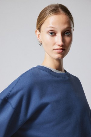 Weekday Essence Standard Sweatshirt Blue | JWIC6455