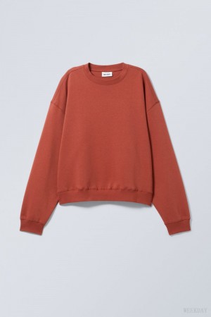 Weekday Essence Standard Sweatshirt Burgundy | NDFT9696