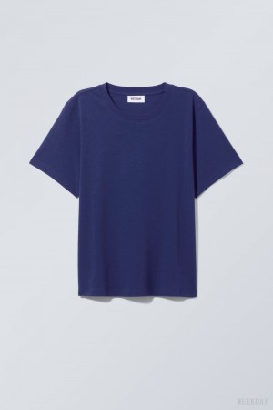 Weekday Essence Standard T-shirt Dark Blue | VGPP1787