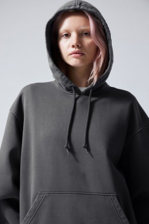 Weekday Essence Washed Oversized Hoodie Grey | MPAN7611